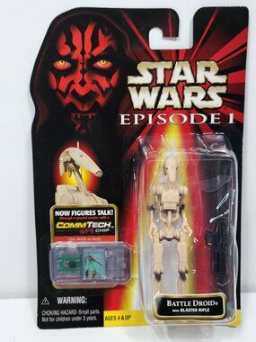 Star Wars Episode 1 Battle Droid W/ Blaster Rifle & Commtech Chip Action Figure